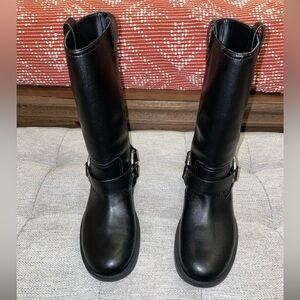 Coach Black Leather Harness Boots 7 1/2